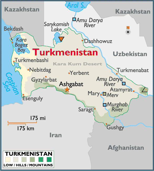 turkmenistan regional karte