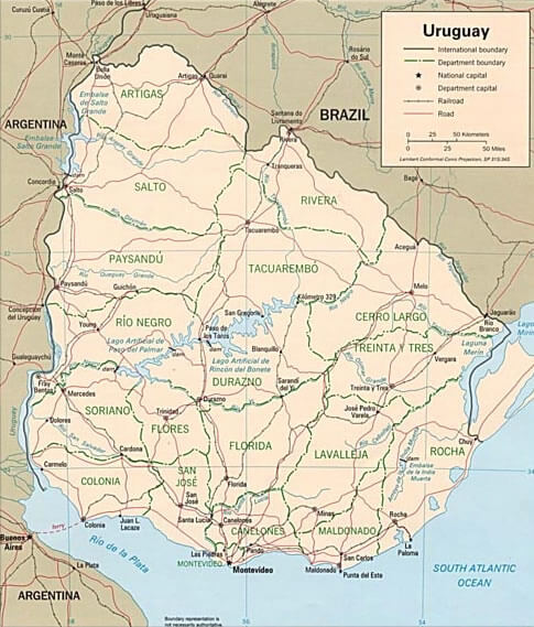 physikalisch karte uruguay