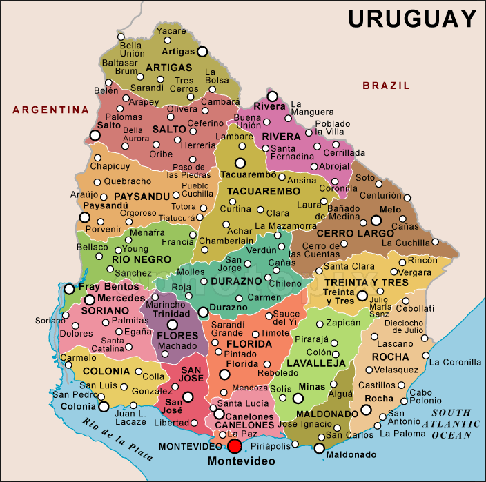 uruguay politisch karte