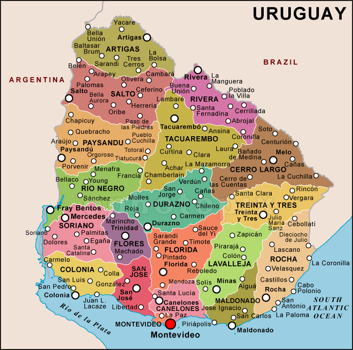 Uruguay politisch Map