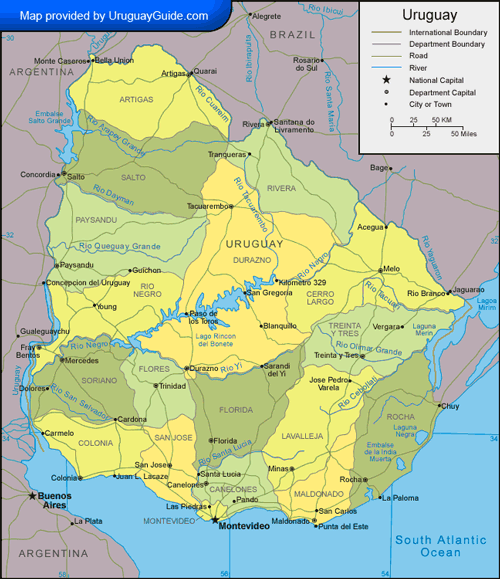 Uruguay stadte Map