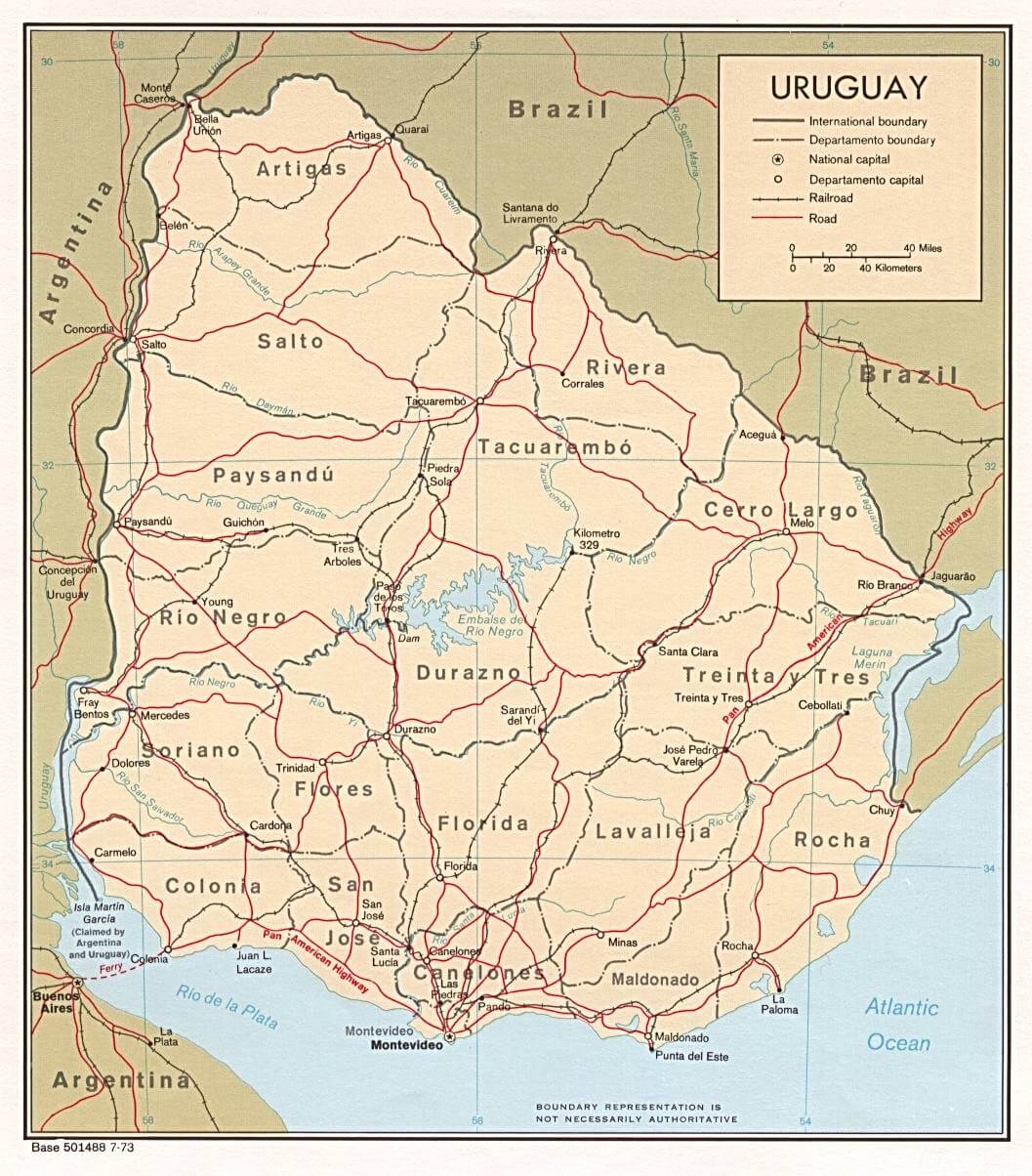 uruguay politisch karte 1973