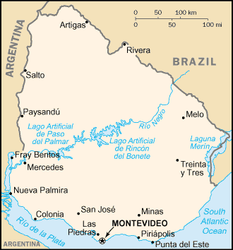 uruguay stadte klein skala karte