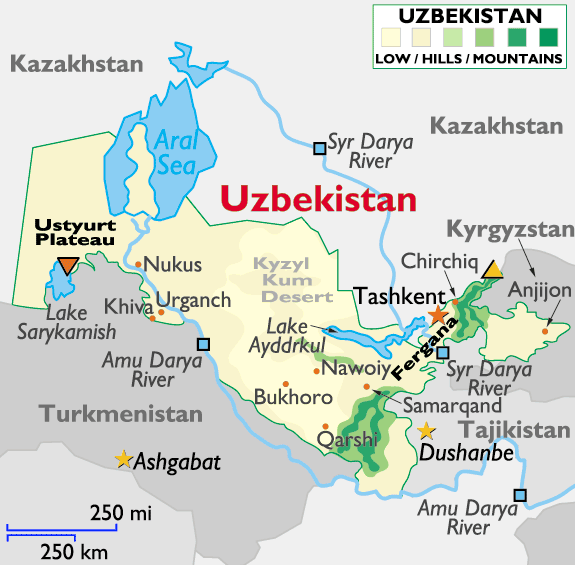 regional karte von usbekistan