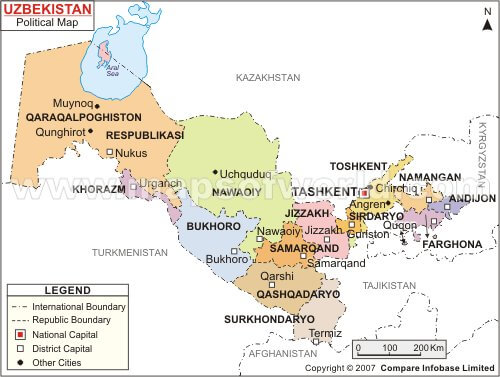 usbekistan politisch karte