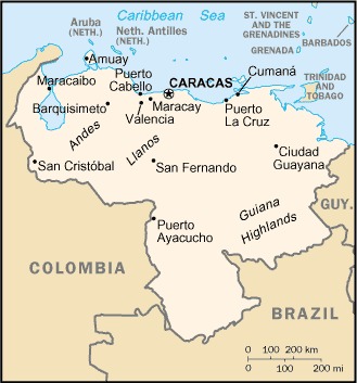 venezuela stadte klein skala karte