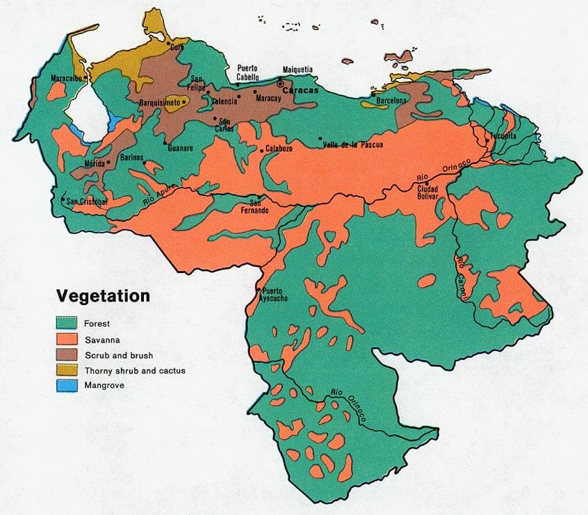 venezuela vegetation karte