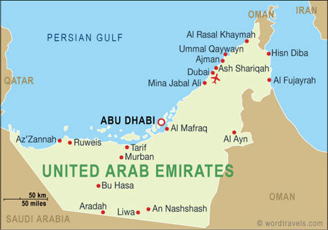 karte von vereinigte arabische emirate