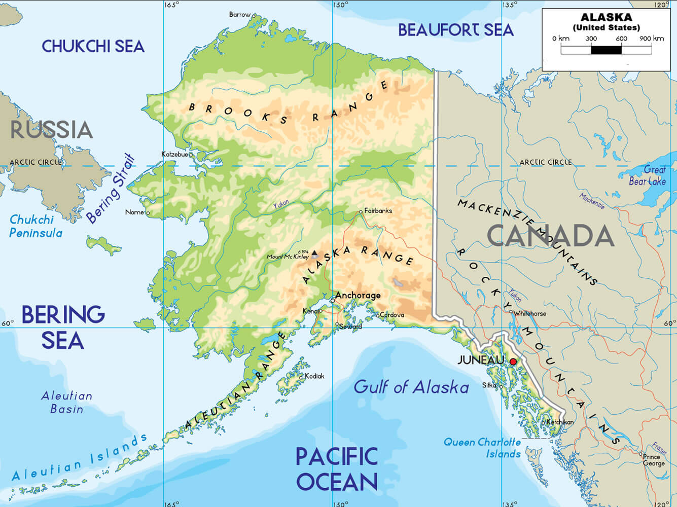 alaska landkreise strase karte usa