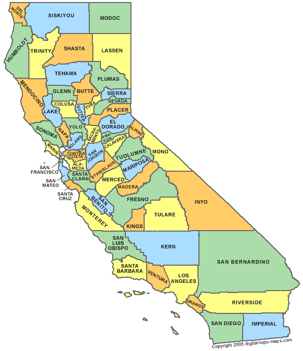 california bezirk karte