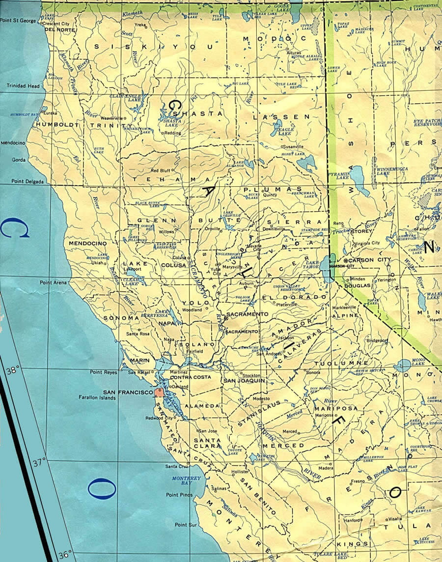 nordlich california karte