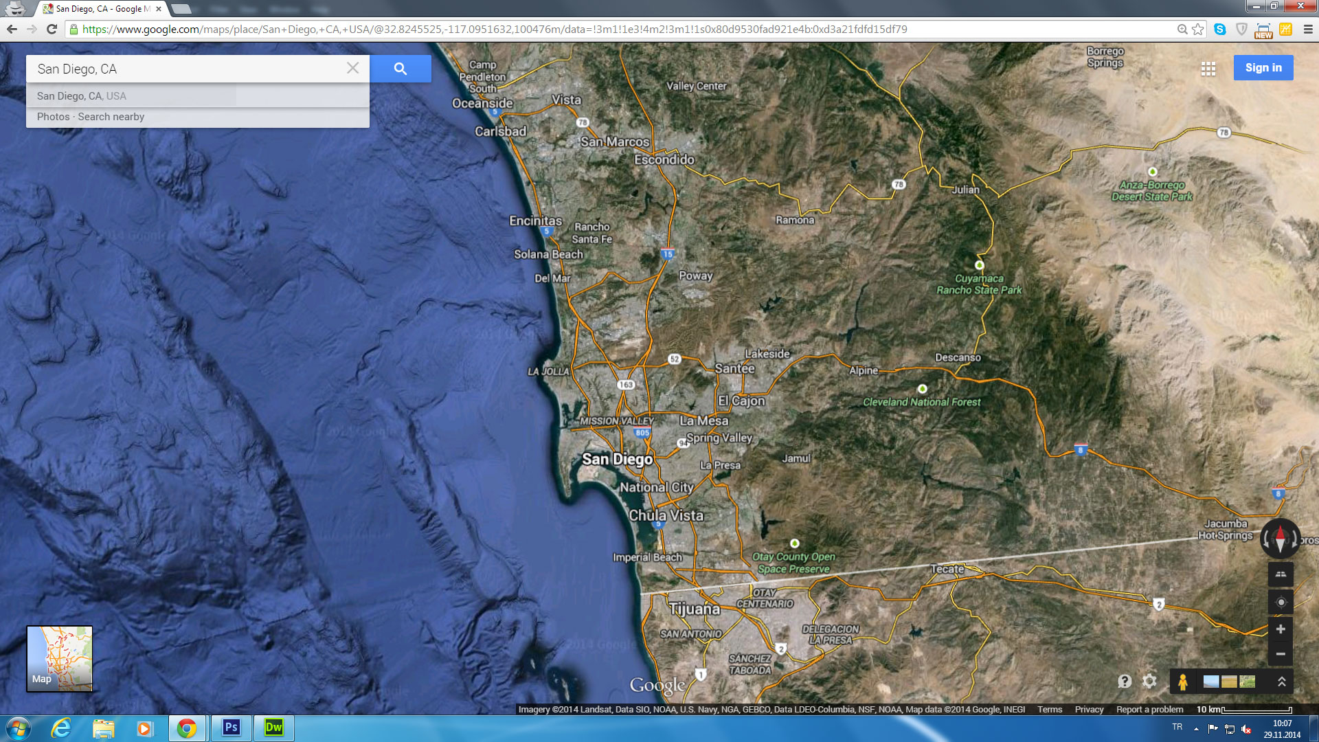 san diego karte california us satellit