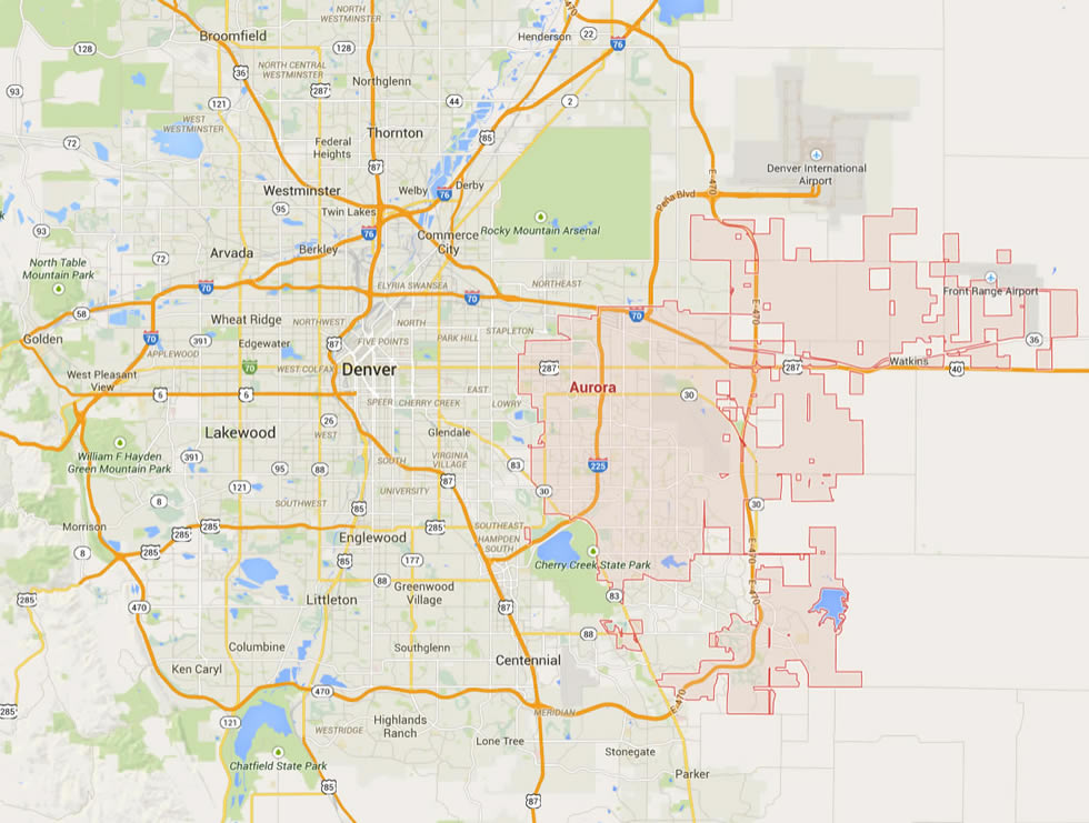 aurora colorado karte usa