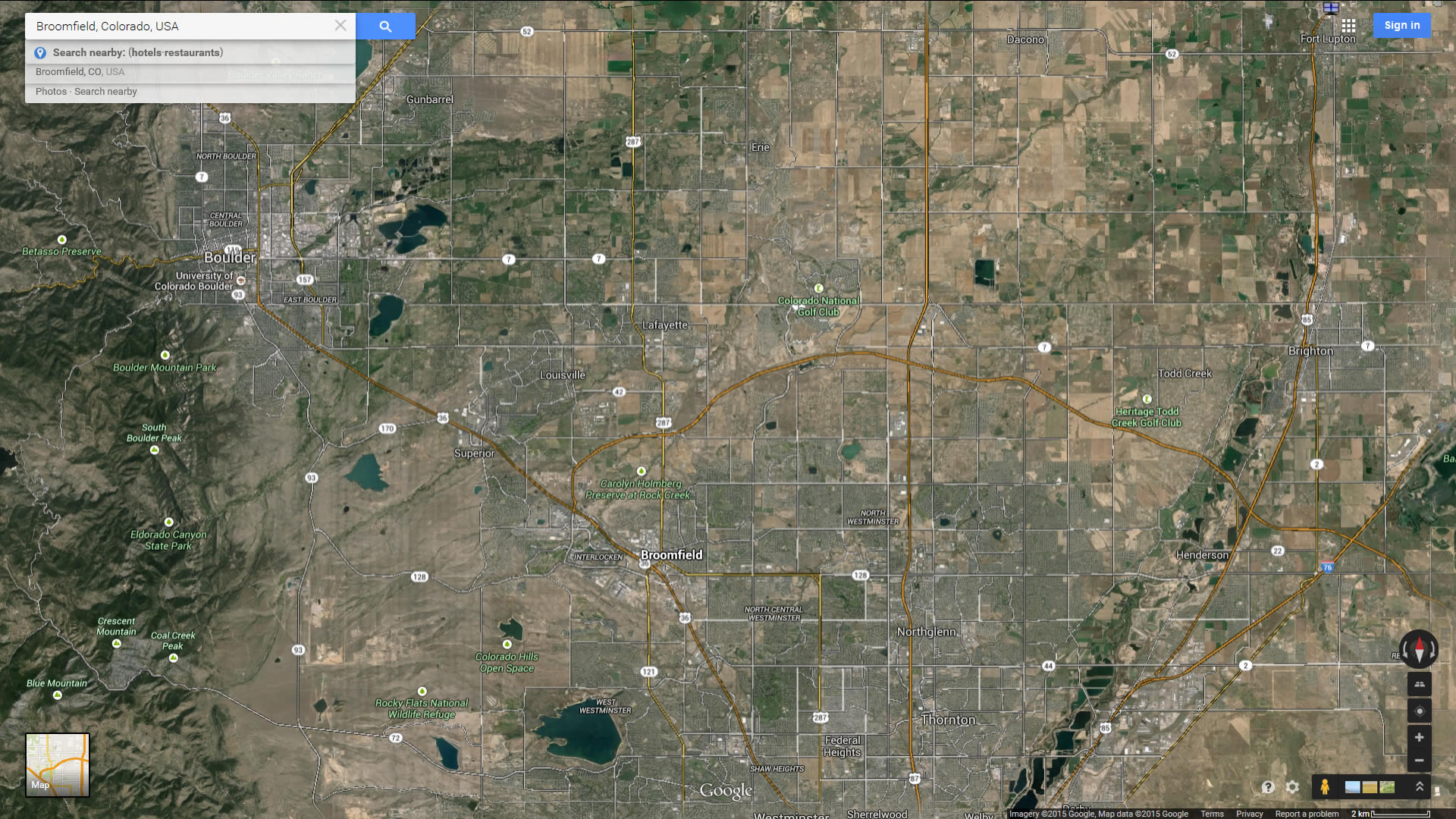 broomfield karte colorado us satellit