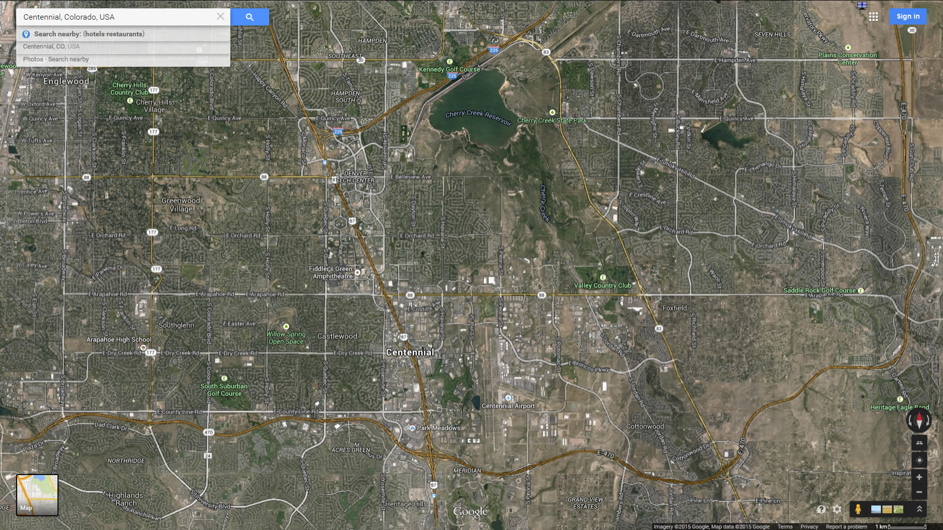 centennial karte colorado us satellit