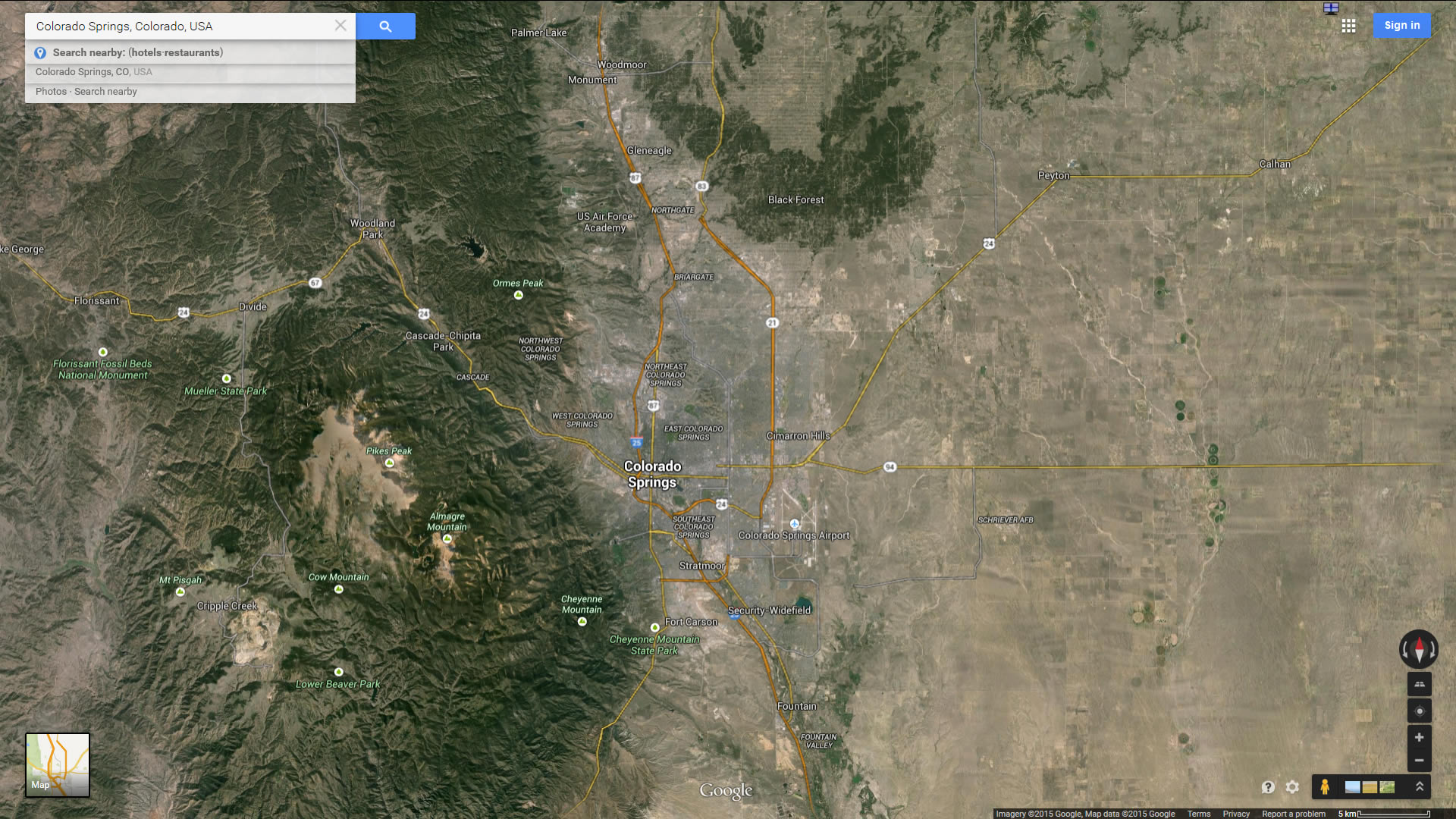 colorado springs karte colorado us satellit
