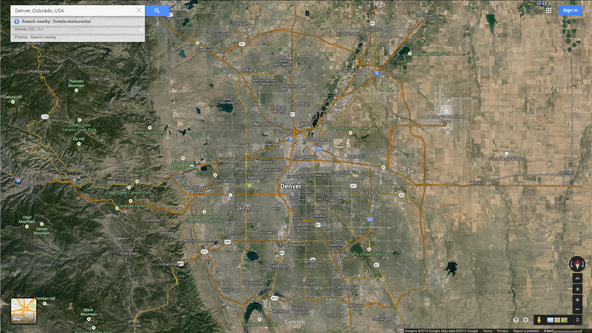 denver karte colorado us satellit