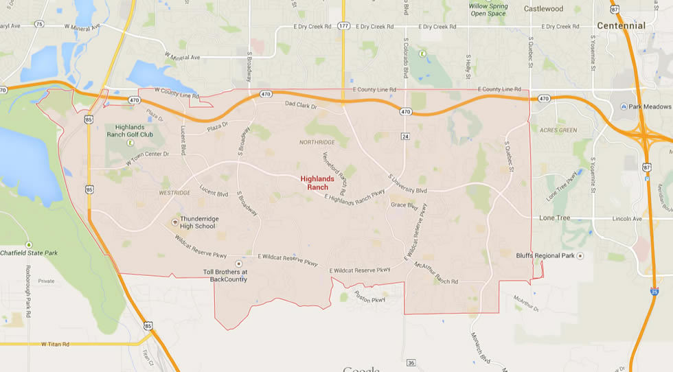 highlands ranch colorado karte usa
