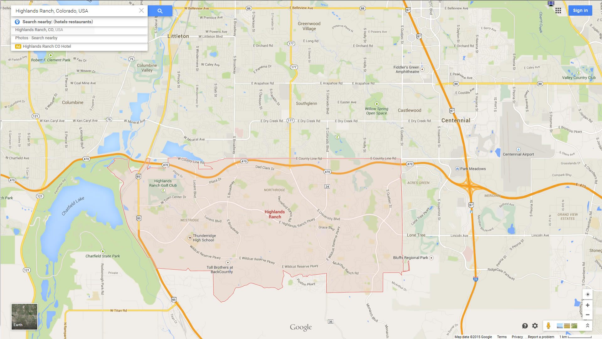 highlands ranch karte colorado us