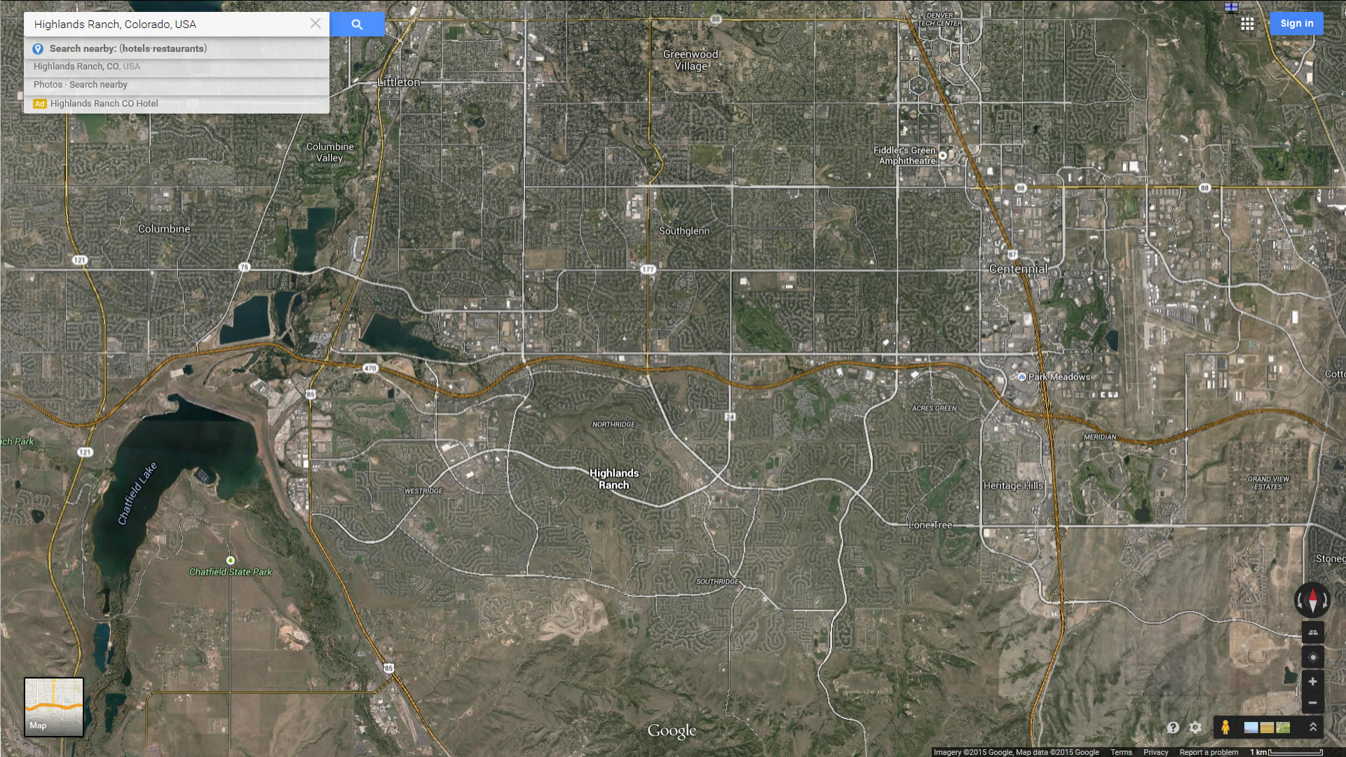 highlands ranch karte colorado us satellit