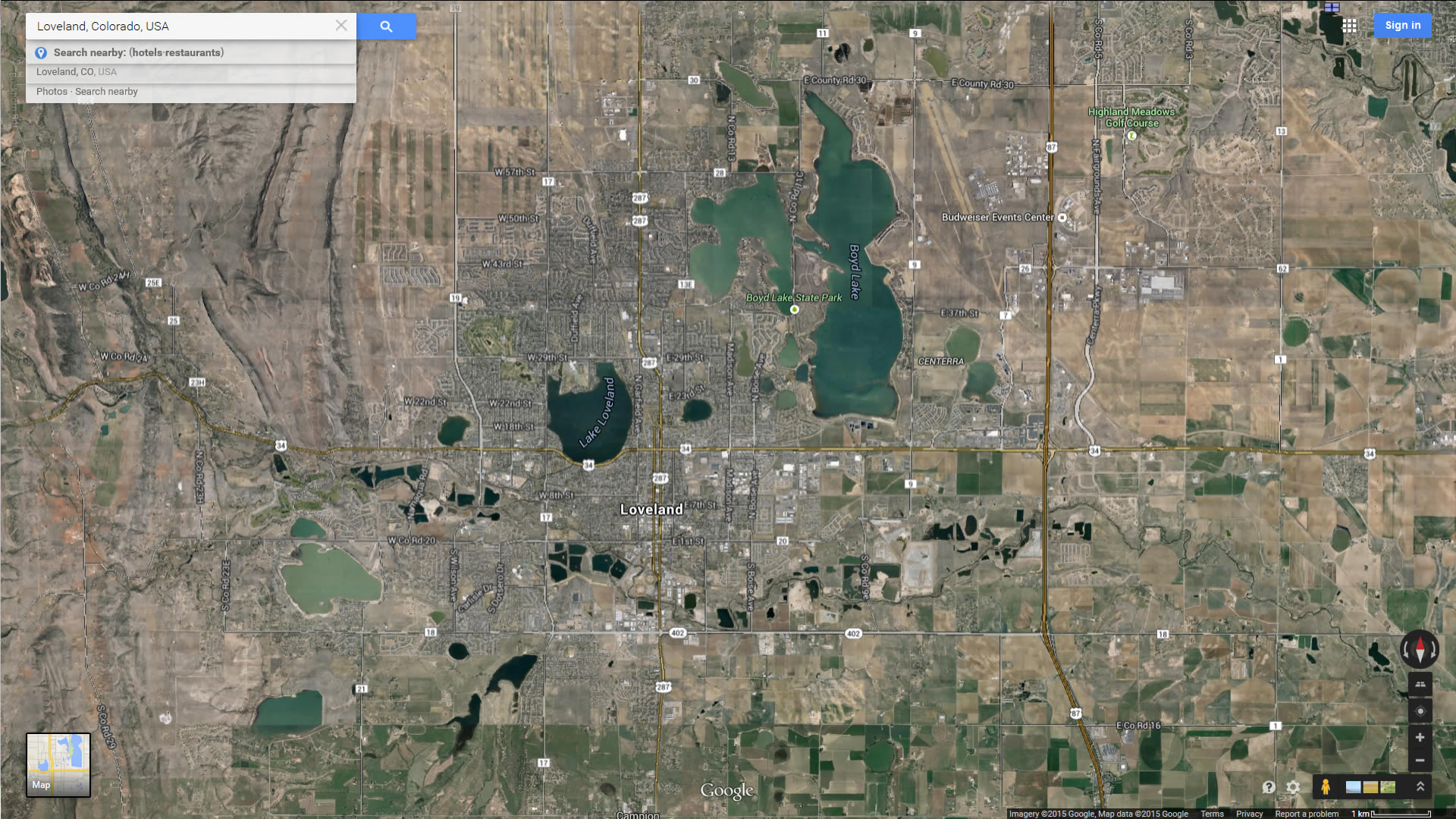 loveland karte colorado us satellit