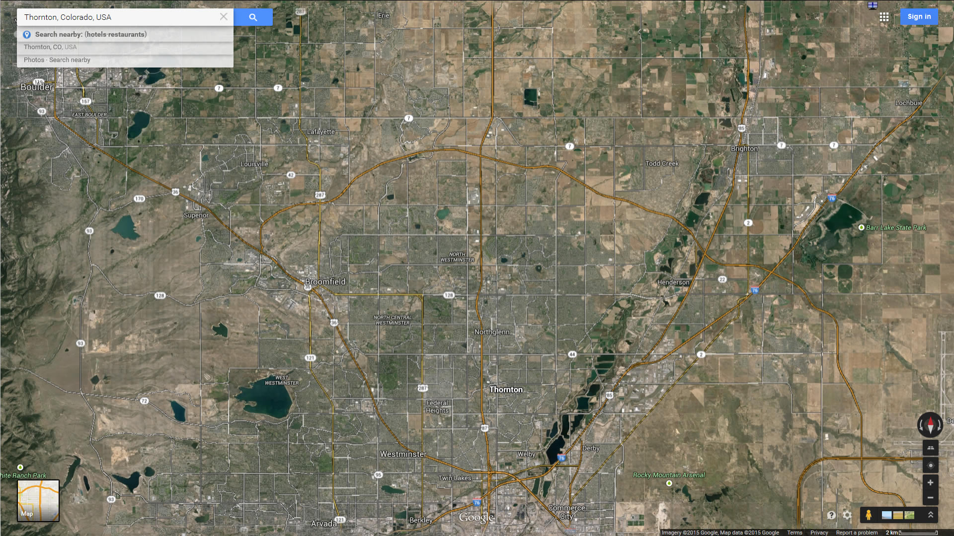 thornton karte colorado us satellit