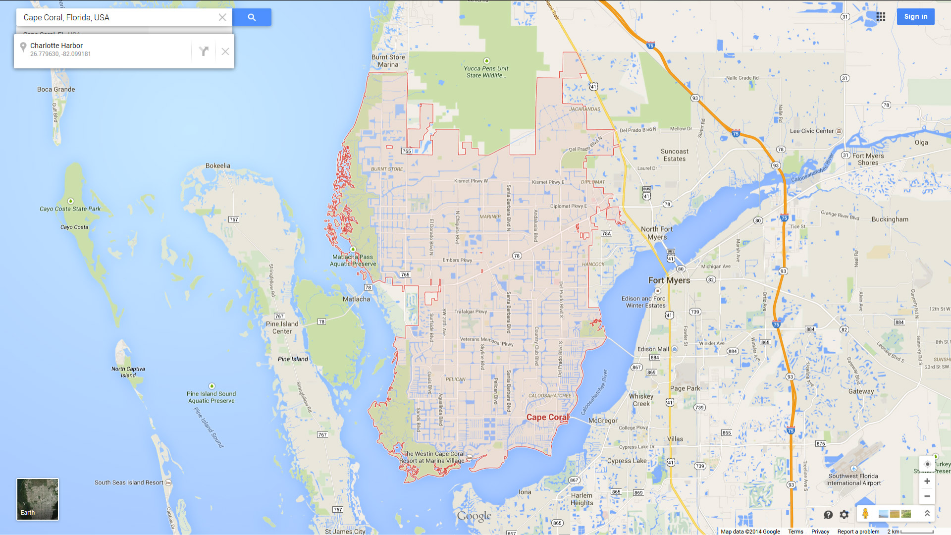 cape coral karte florida us