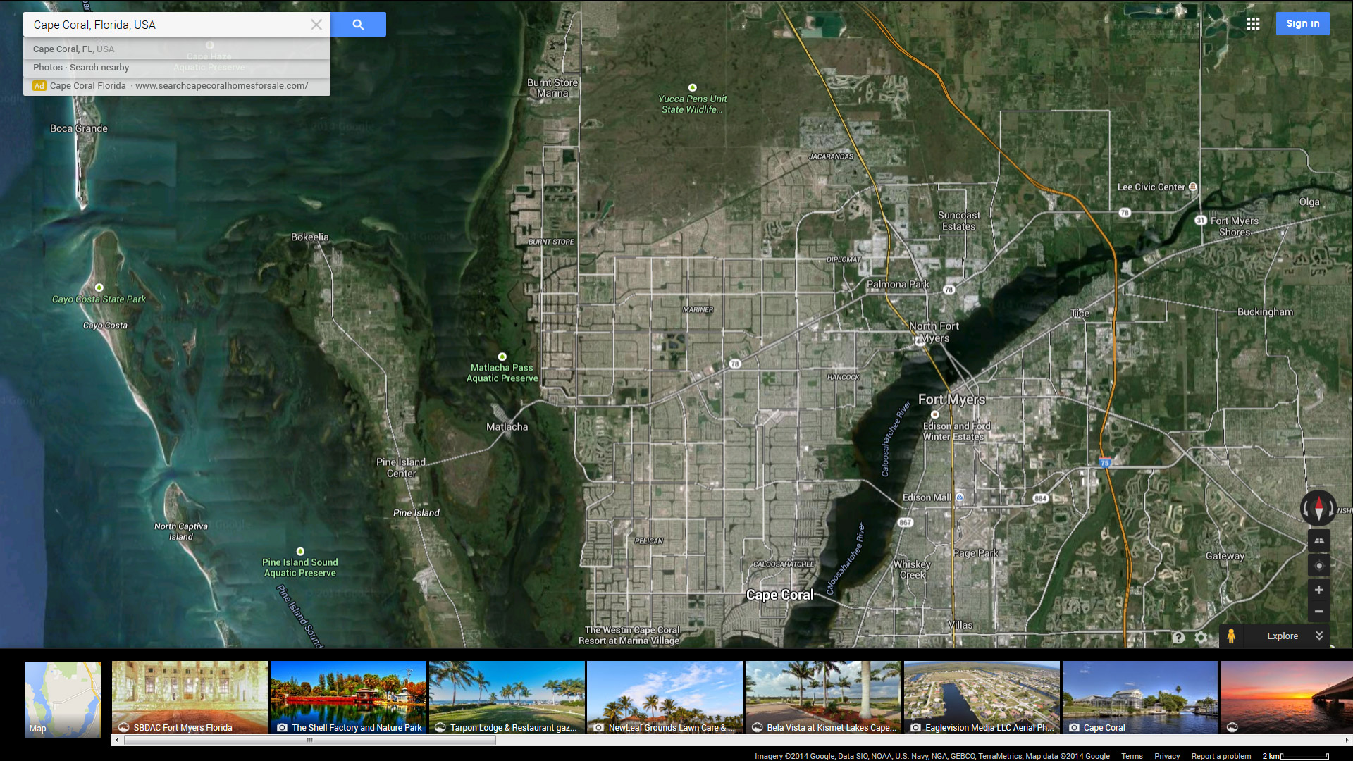 cape coral karte florida us satellit