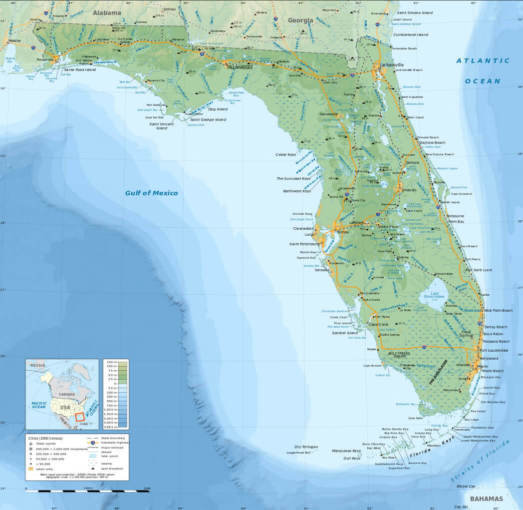 topographisch karte von florida