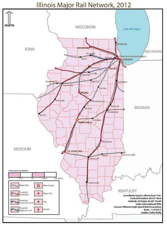 illinois haupt rail netzwerk karte 2012