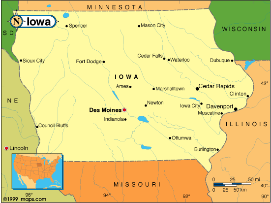 staat karte von Iowa