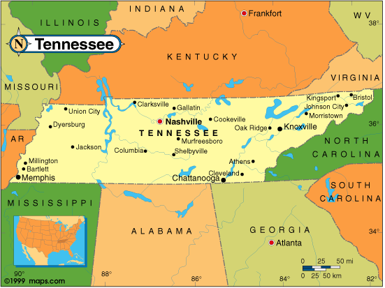 karte von tennessee