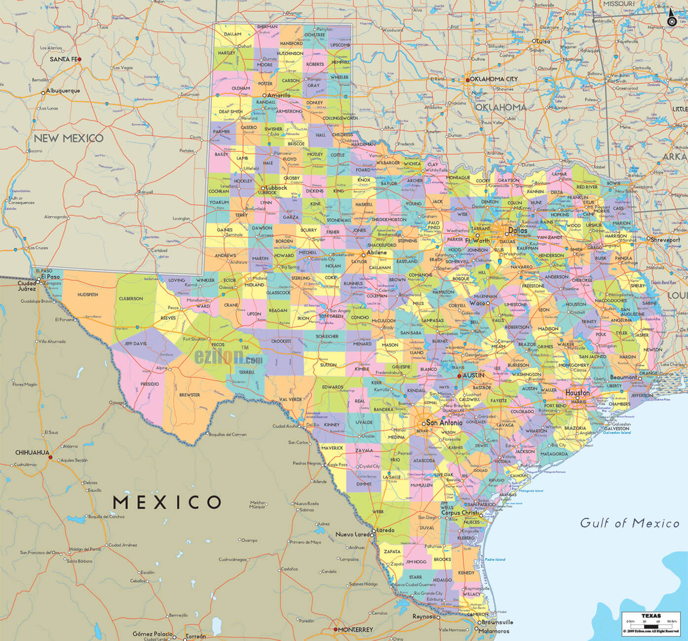 texas landkreise strase karte usa