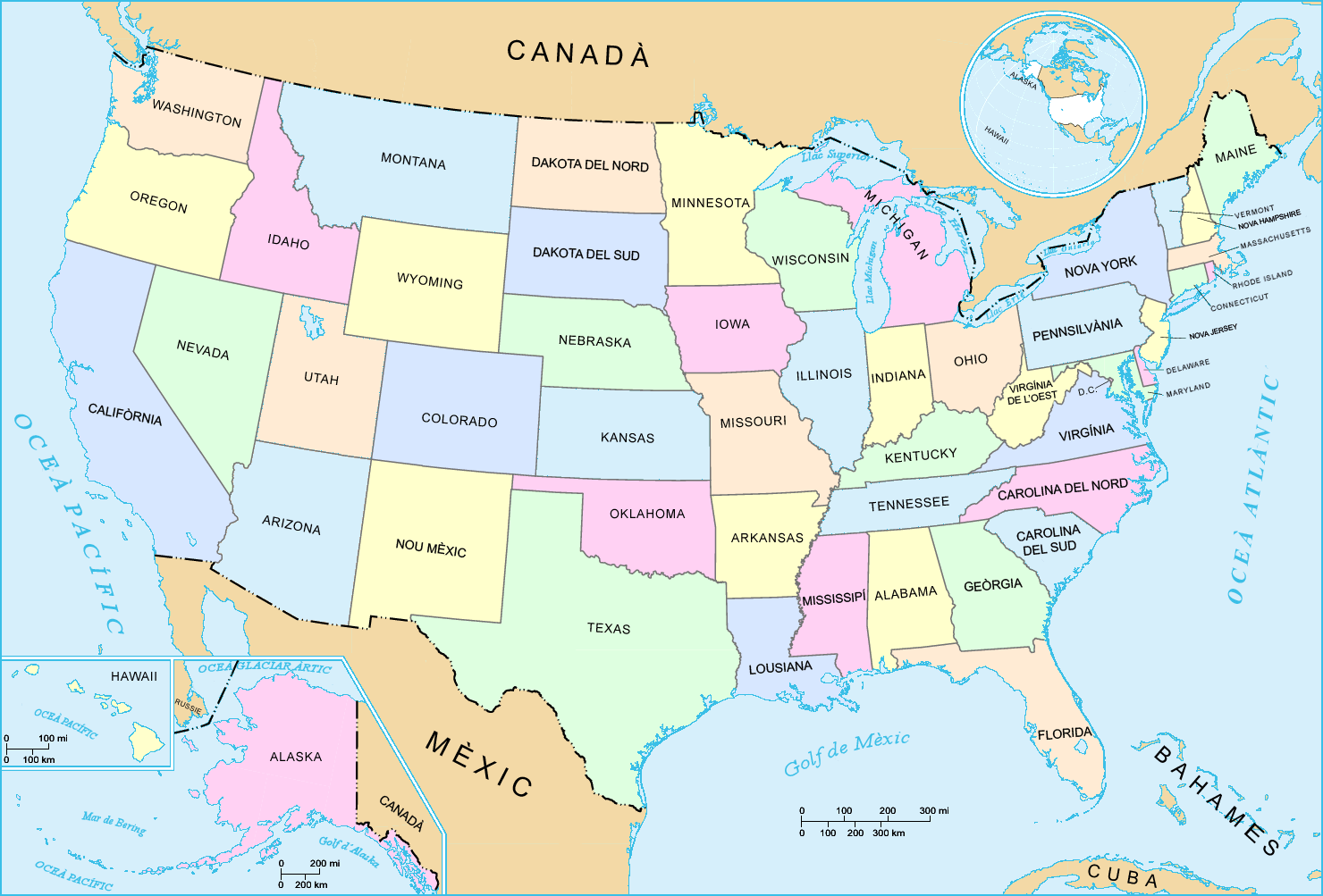the Vereinigte Staaten hawaii alaska karte