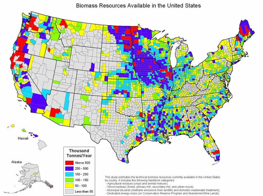 Vereinigte Staaten biomass karte