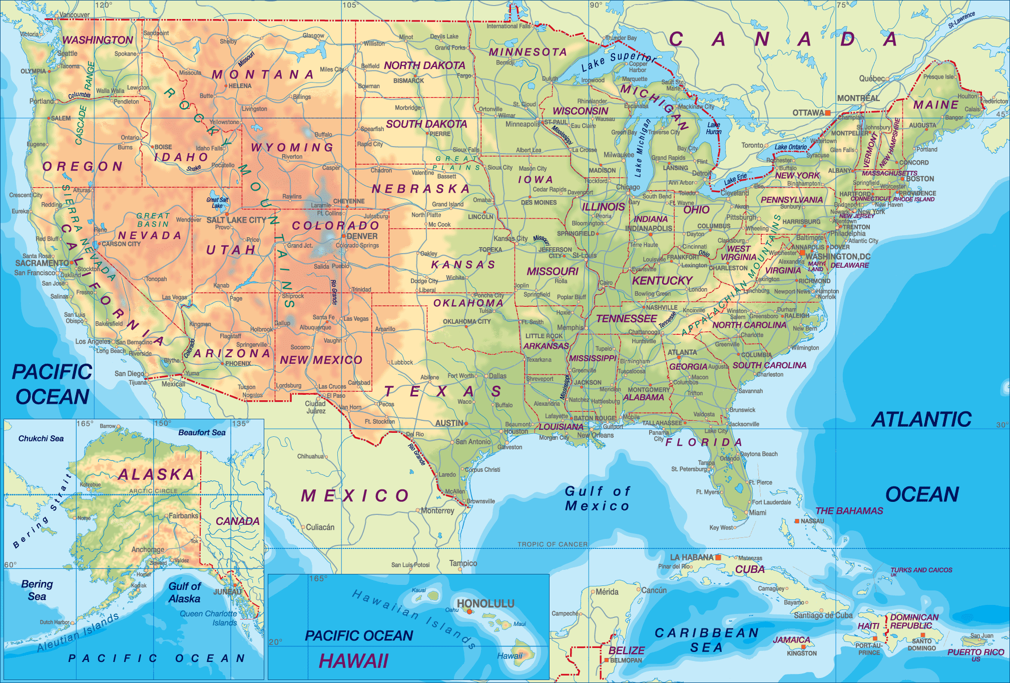 Vereinigte Staaten karte im turkisch