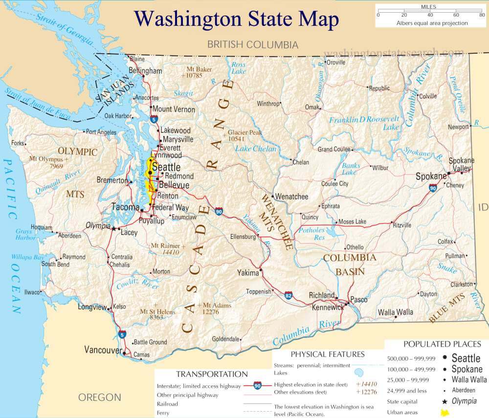 washington staat karte