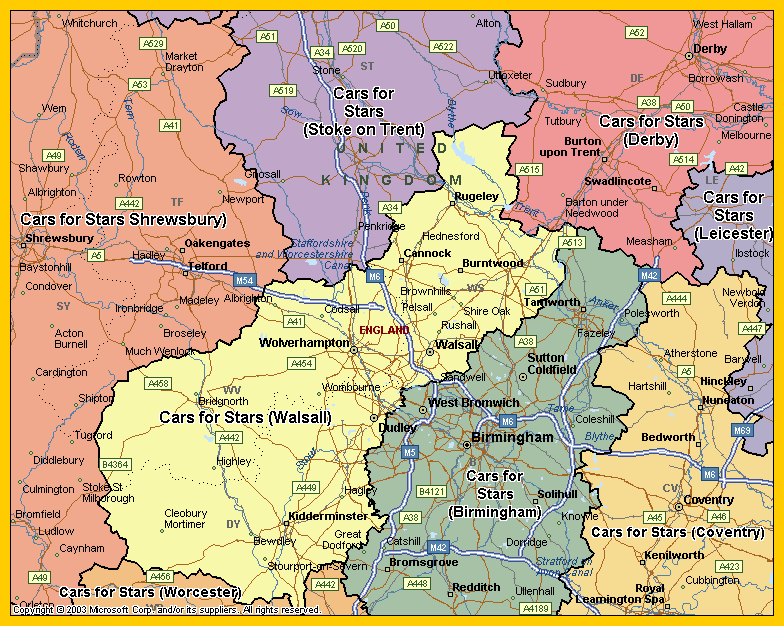 regionen karte von walsall