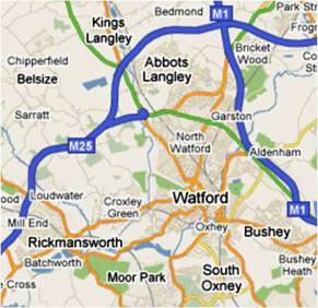 strase karte von Watford