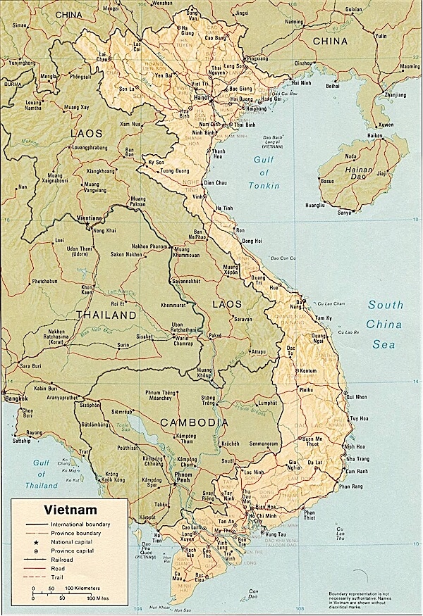 physikalisch karte von vietnam