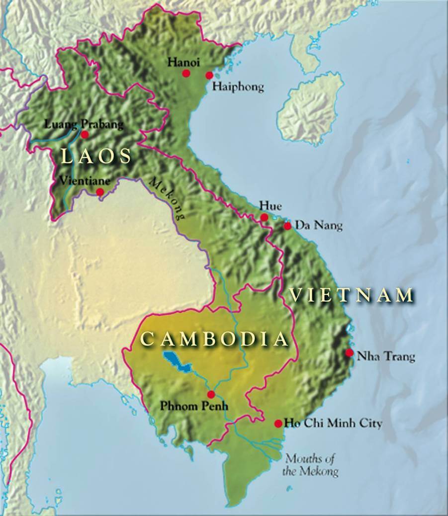 vietnam karte kambodscha laos
