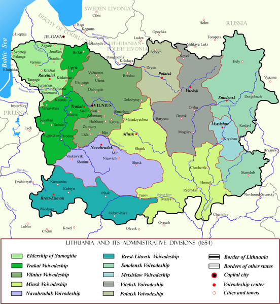 weisrussland litauisch 17th jahrhuntert karte