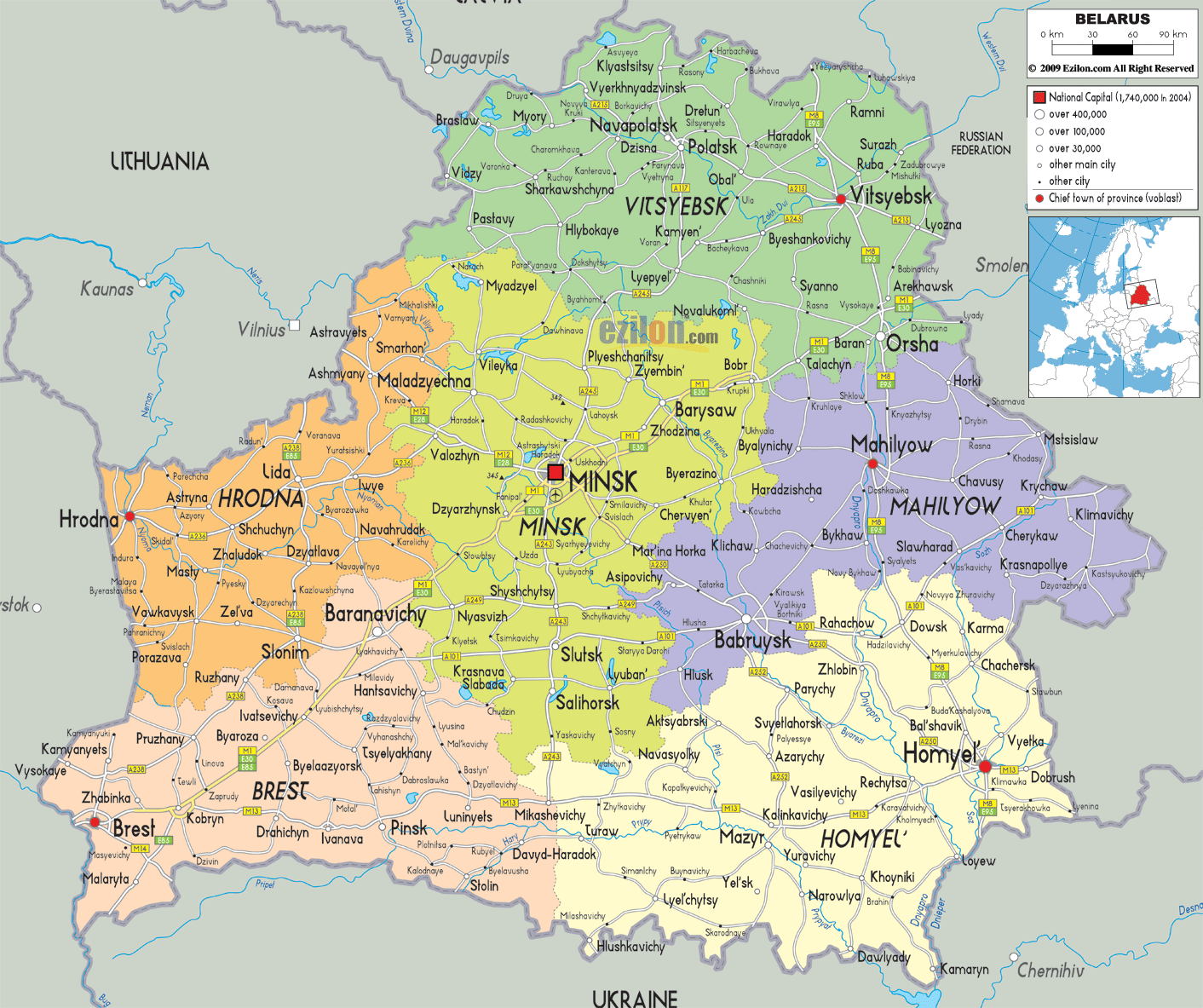 weisrussland politisch karte