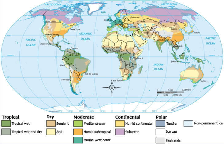 Klima Zones von Weltkarte