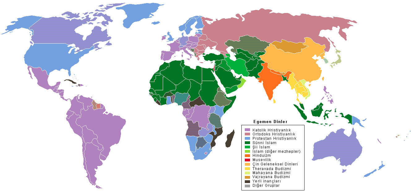 Leere religionskarte der Welt