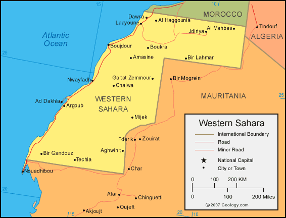karte von westsahara