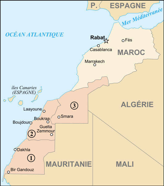 westsahara regionen karte