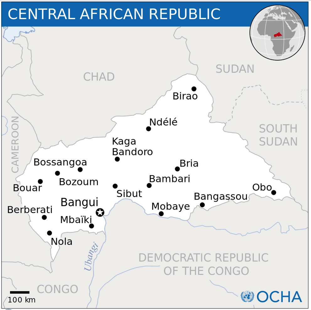 zentral afrikan republik lage karte